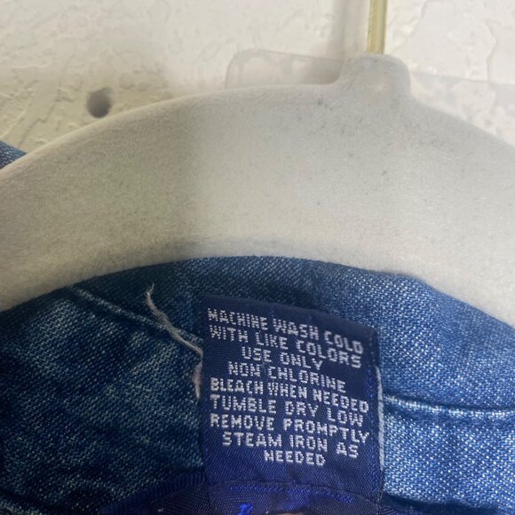 Vintage TY Wear Denim Button-Up Jacket Womens XL Embroidered Aztec Western - Picture 3 of 13